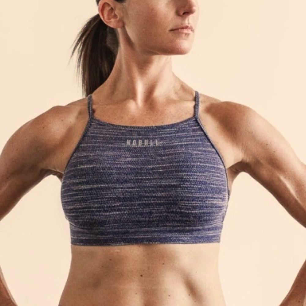 NOBULL Women's Heathered Blue Sports Bra